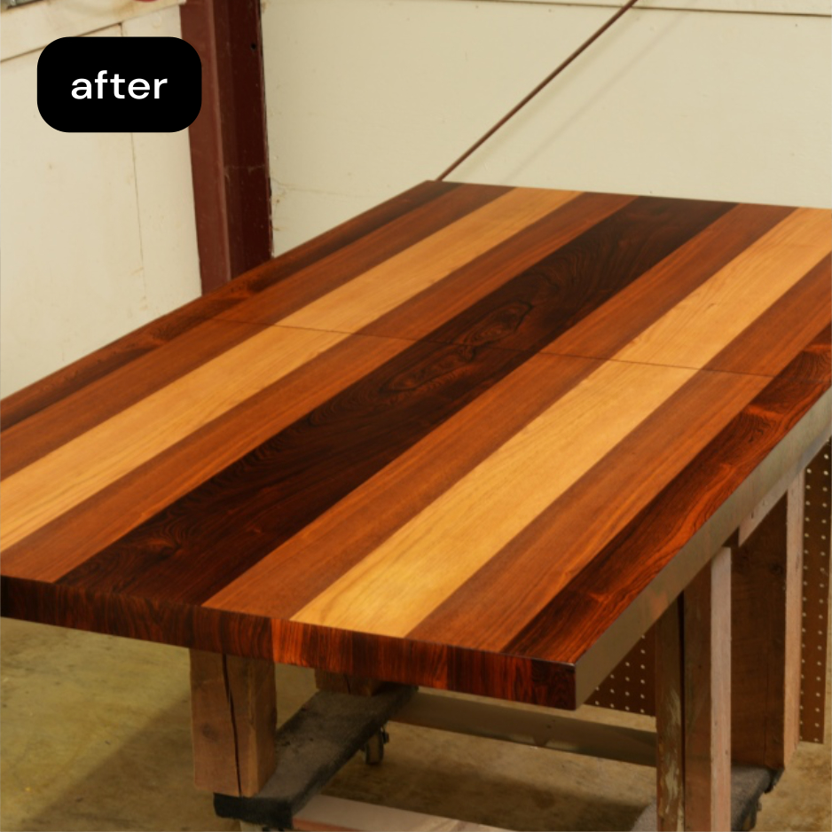 Block dining table refinishing - after