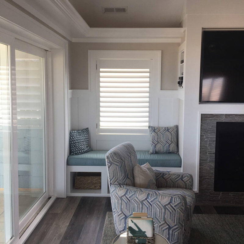 Shutters by SunnySide Blinds. Real wood, composite, and specialty shapes available.