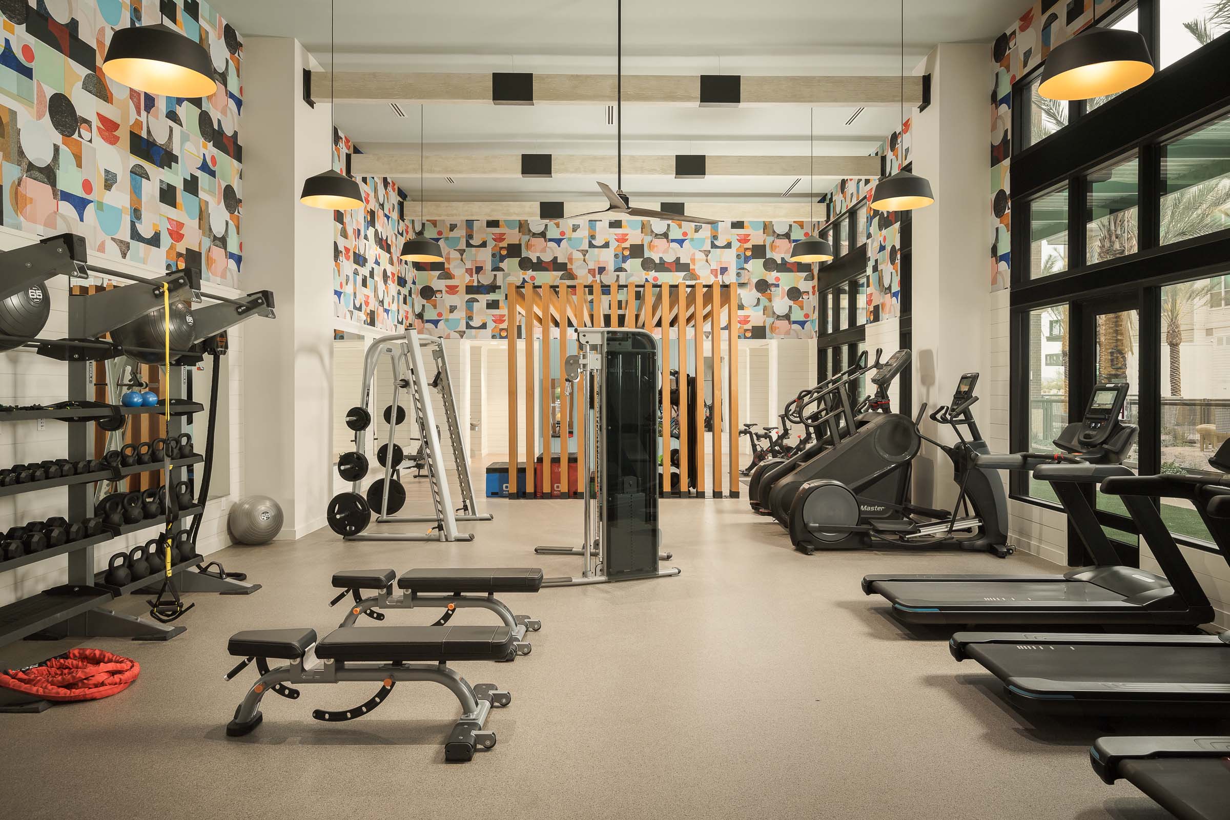 Fitness center with cardio and strength equipment at Camden Gilbert apartment homes in Gilbert, AZ