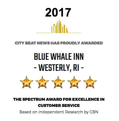 City Beat News proudly awards the BLUE WHALE INN 'The 2017 Spectrum Award for Excellence in Customer BLUE WHALE INN Misquamicut Beach (401)675-7416