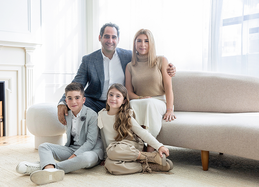 Naman Private Wealth clients, Michael and Andrea, and their two young children.
