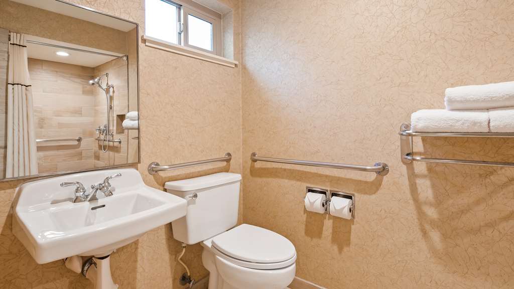Accessible king bathroom with roll in shower 