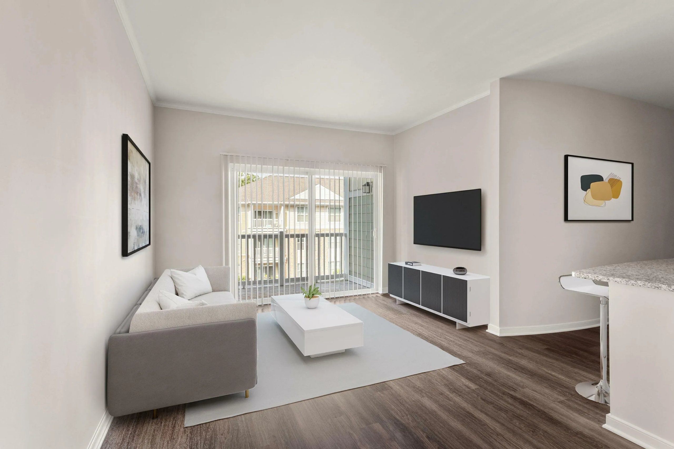 Modern living room with flat screen tv