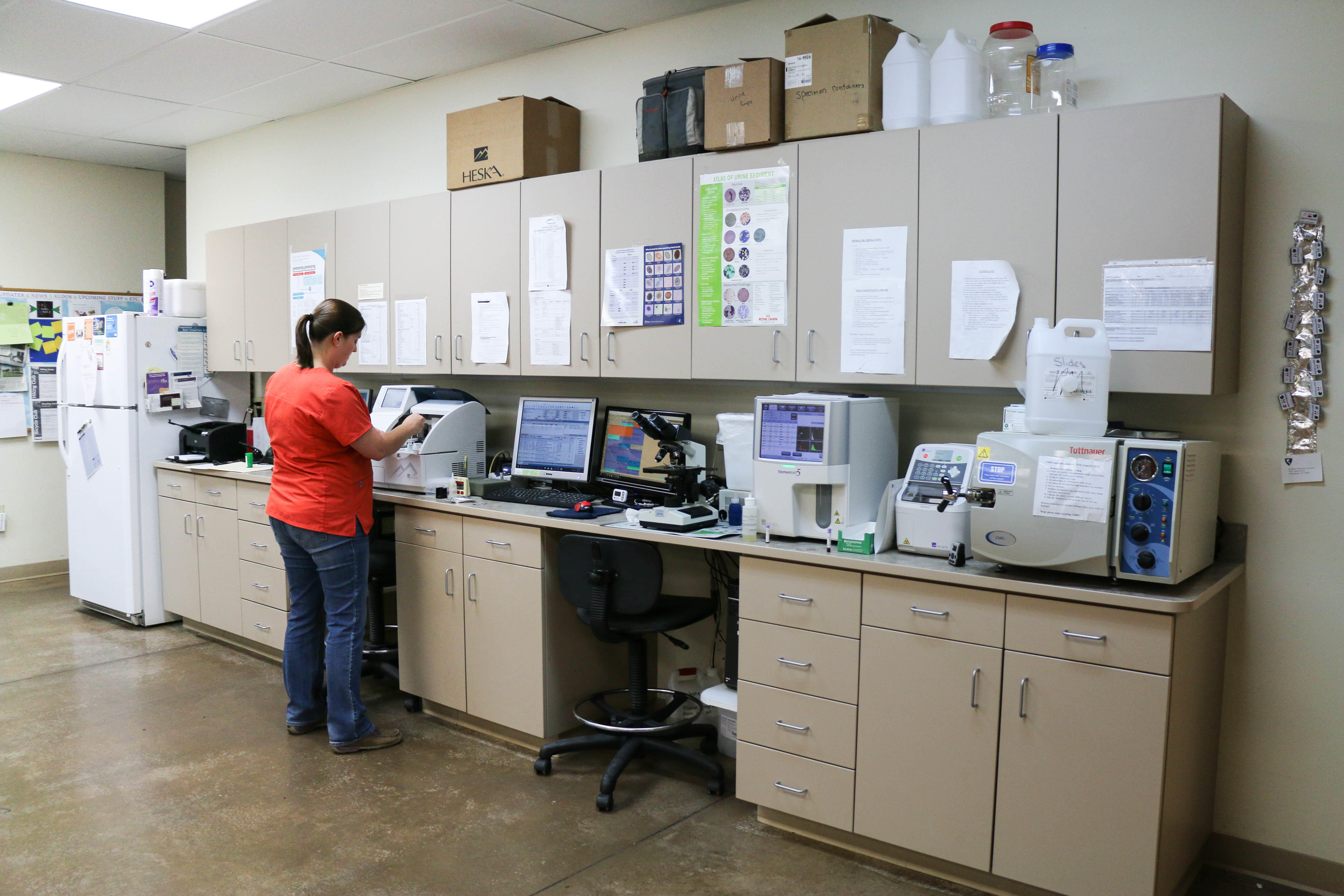 Rather than sending samples to outside labs, our in-house diagnostic lab gives our veterinary team the ability to produce and return test results quickly so that treatment plans can be devised sooner.