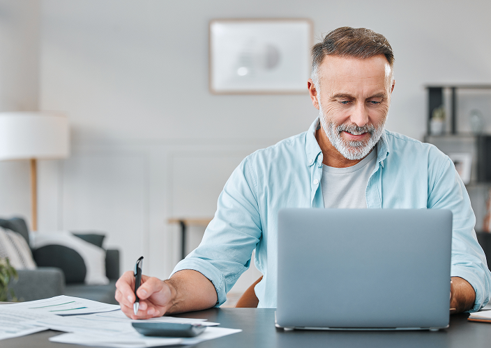 A client reviewing their taxes on their laptop.