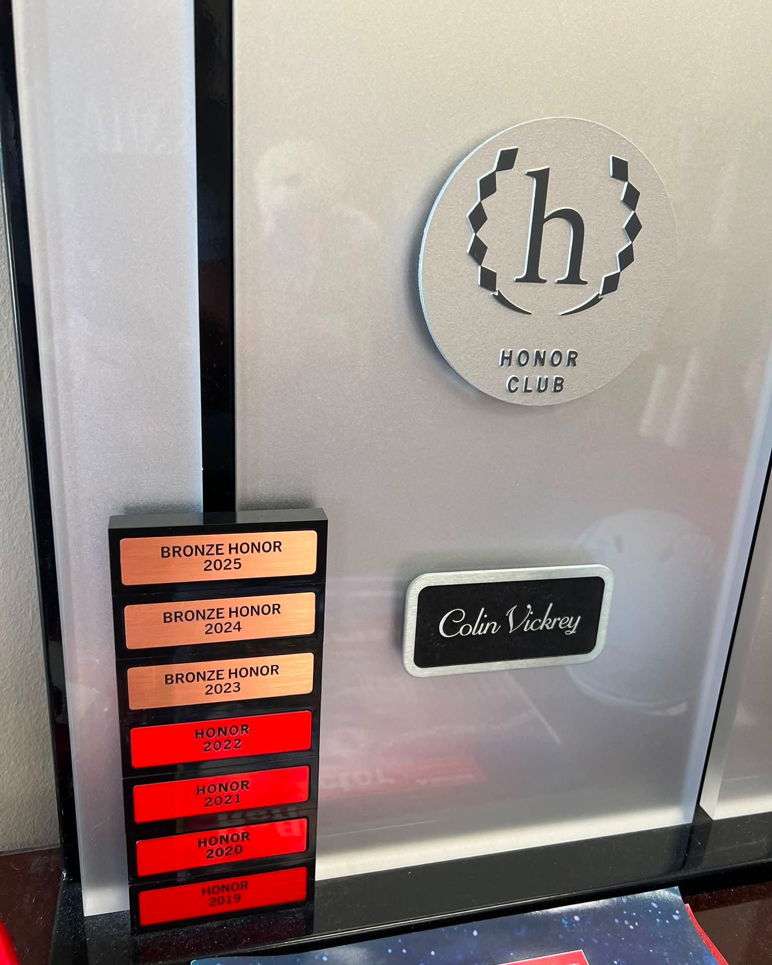 Some new hardware to celebrate 7 consecutive years of Honor Club. We are incredibly grateful to our customers for their continued support and the opportunity to serve them. Here is to many more years together!