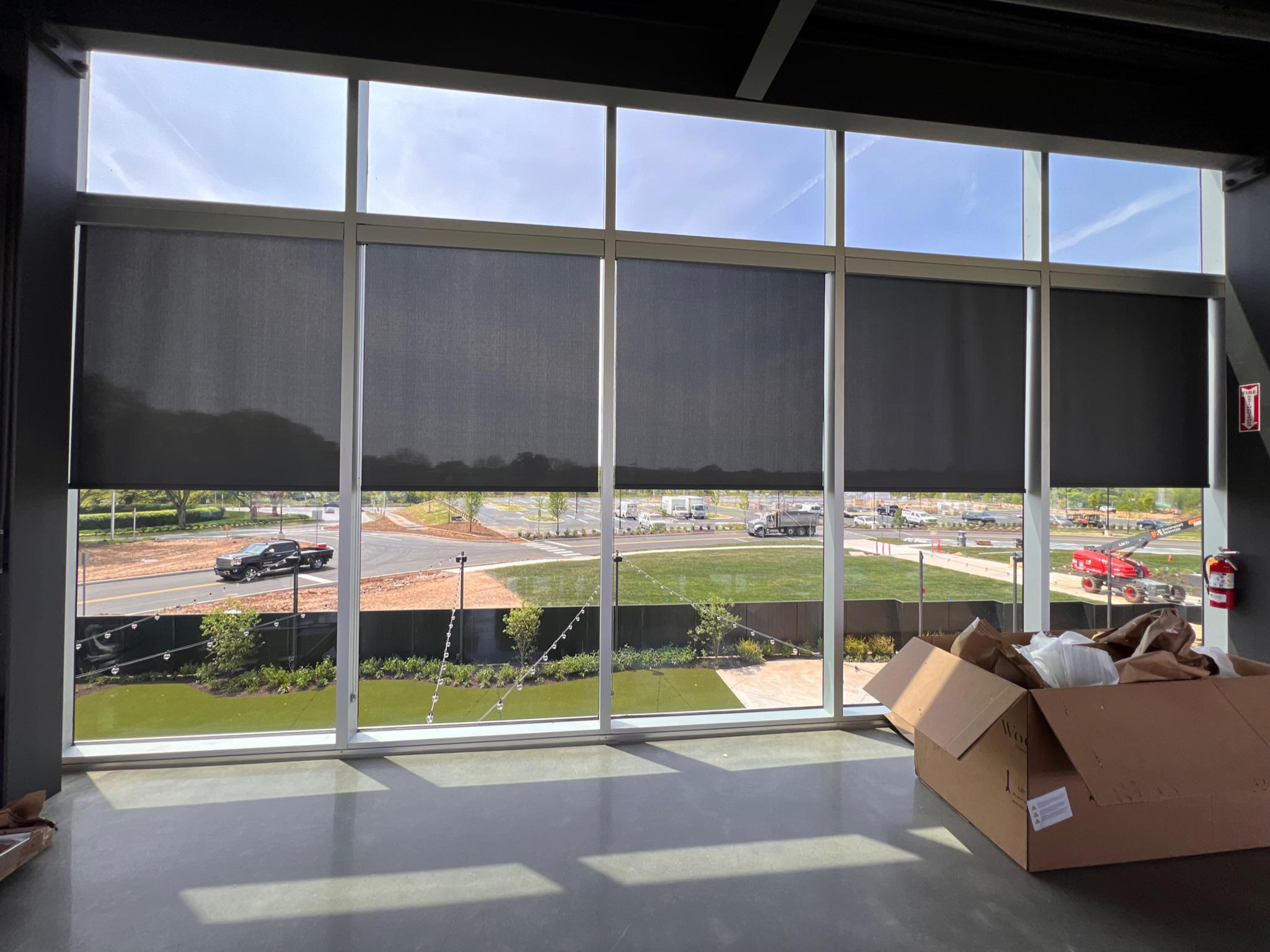 Light filtering roller shades add a sleek appearance to your King of Prussia, PA business. Beautiful and functional!