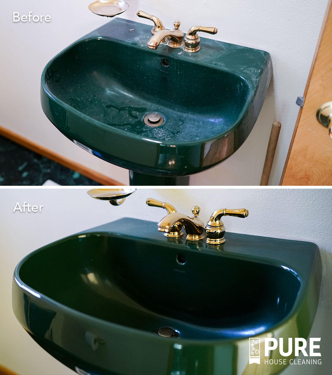 Green Bathroom Sink Cleaning