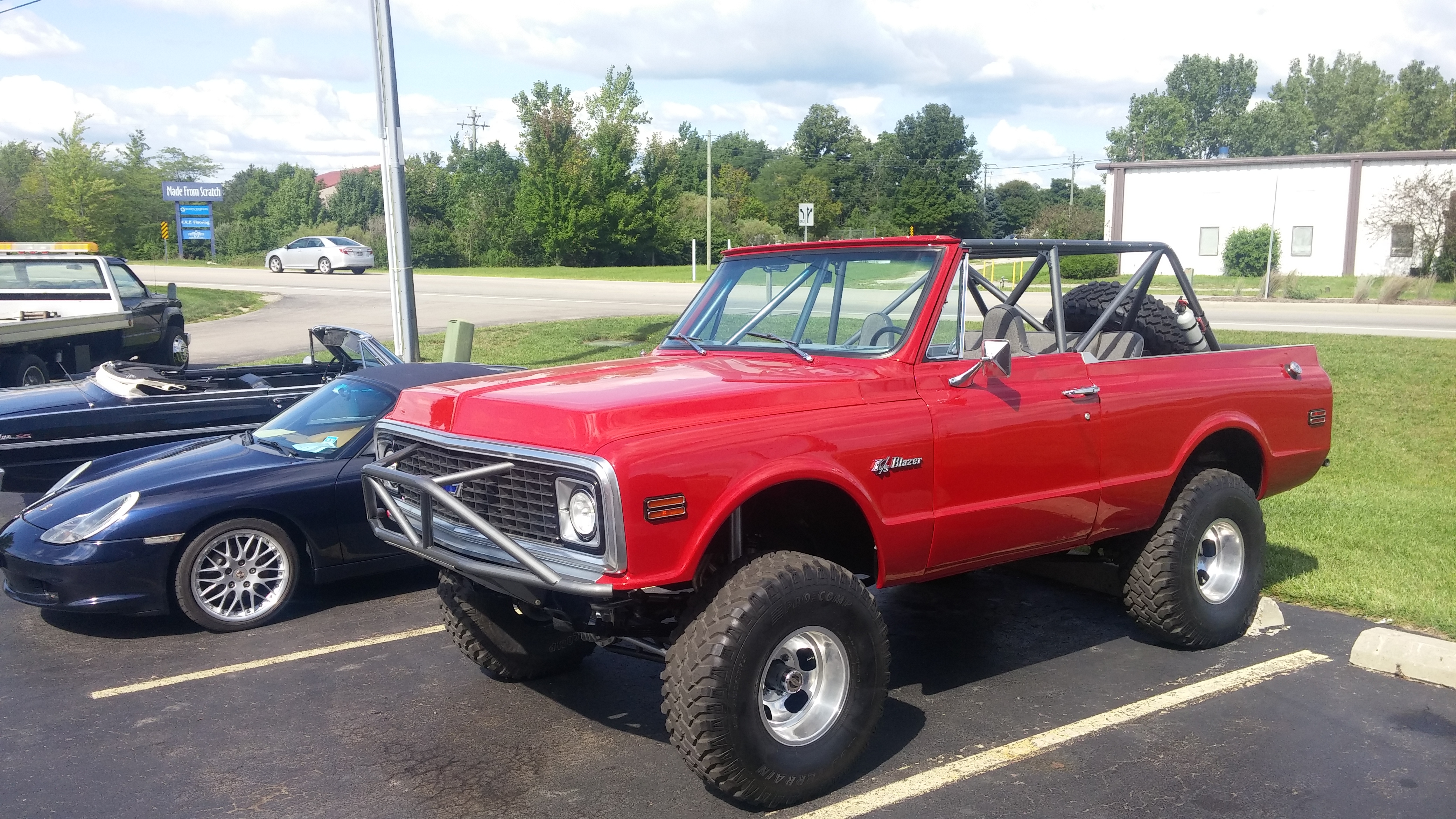 Big block power and old school looks.  This custom Blazer is an awesome example of the cowboy cab tr 