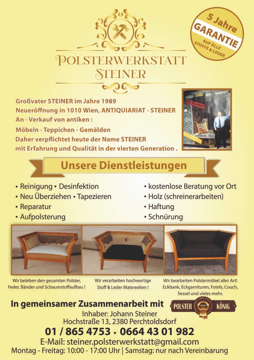 Polsterwerkstatt Steiner, Hochstraße 13 in Perchtoldsdorf