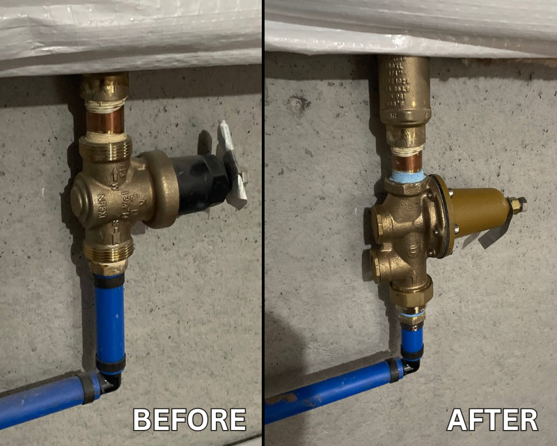 Pressure valve replacement, before and after