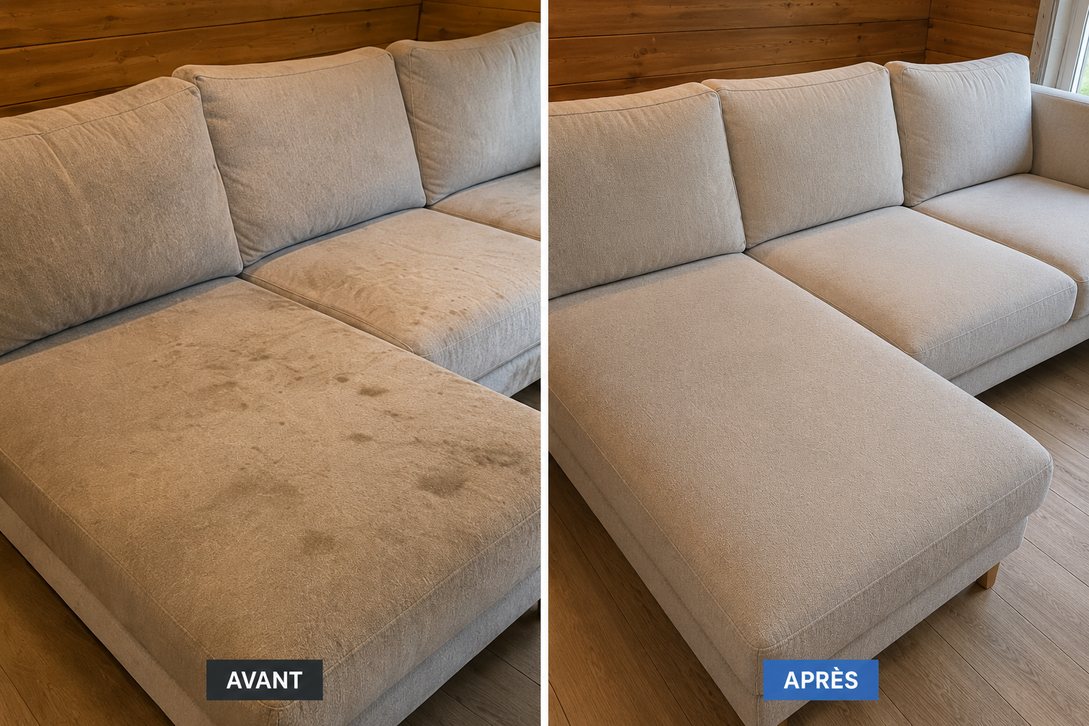 Nettoyage canapé avant-après