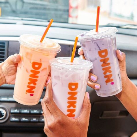 Dunkin' Refreshers in Purple Pomegranate, Golden Peach, and Pink Strawberry
