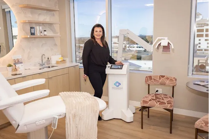 Private consultation room for Women’s Wellness Institute of Dallas and cosmetic gynecology services, designed for comfortable, confidential patient care and personalized treatment discussions.