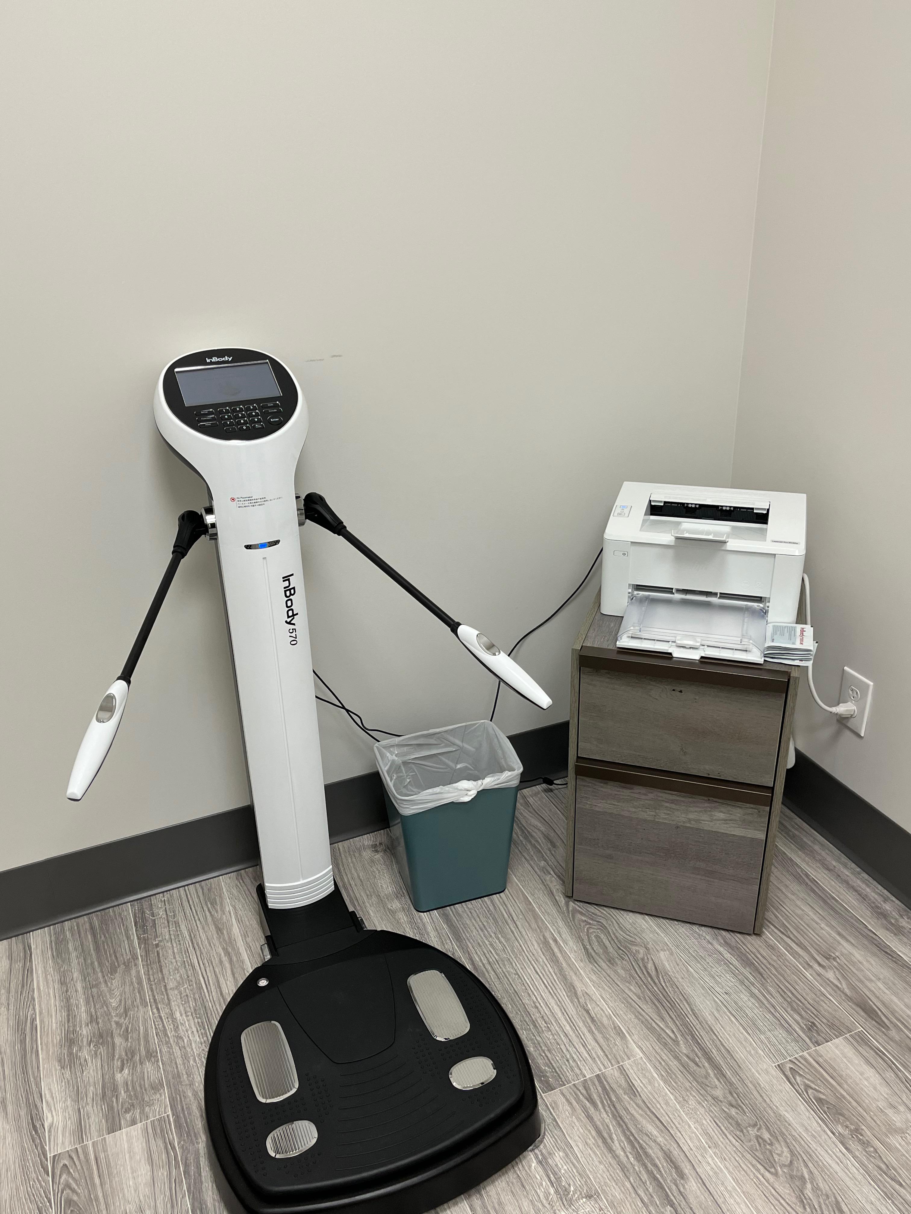 Cutting edge technology, the Inbody body composition scanner. Provides additional in-depth health information.