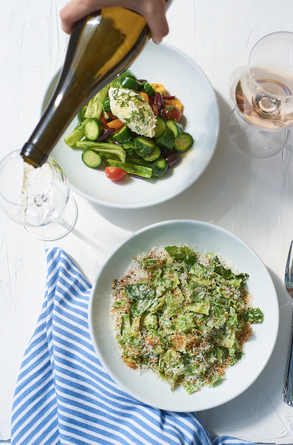 Summer salads and rose