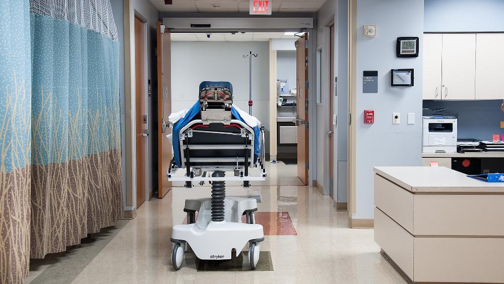 Gurney in patient area