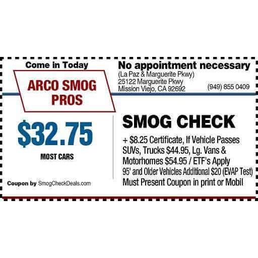 Arco Smog Check Pros Coupons near me in Mission Viejo, CA ...
