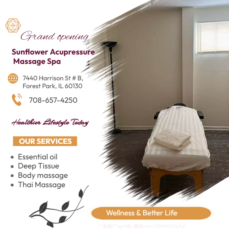 Whether it's stress, physical recovery, or a long day at work, Sunflower Acupressure Massage Spa has helped many clients relax in the comfort of our quiet & comfortable rooms with calming music.