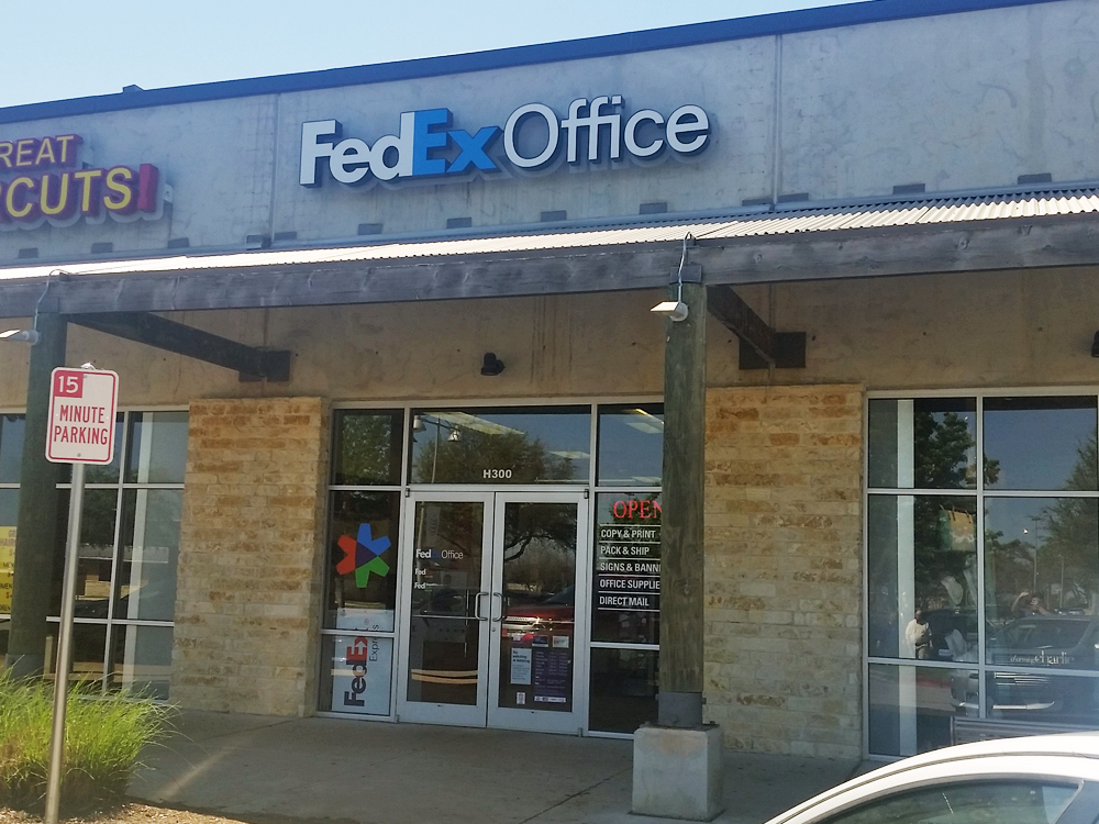 Exterior photo of FedEx Office location at 1335 E Whitestone Blvd\t Print quickly and easily in the self-service area at the FedEx Office location 1335 E Whitestone Blvd from email, USB, or the cloud\t FedEx Office Print & Go near 1335 E Whitestone Blvd\t Shipping boxes and packing services available at FedEx Office 1335 E Whitestone Blvd\t Get banners, signs, posters and prints at FedEx Office 1335 E Whitestone Blvd\t Full service printing and packing at FedEx Office 1335 E Whitestone Blvd\t Drop off FedEx packages near 1335 E Whitestone Blvd\t FedEx shipping near 1335 E Whitestone Blvd