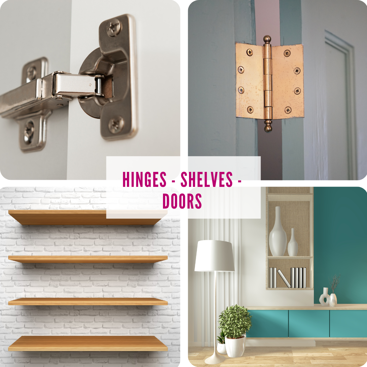 Hinges for Doors and Cabinets; Shelving (Kitchen, Laundry, Bathroom, Living Rooms, Bathrooms, etc.). Hire A Hubby Trinity Beach Brinsmead 1800 803 339