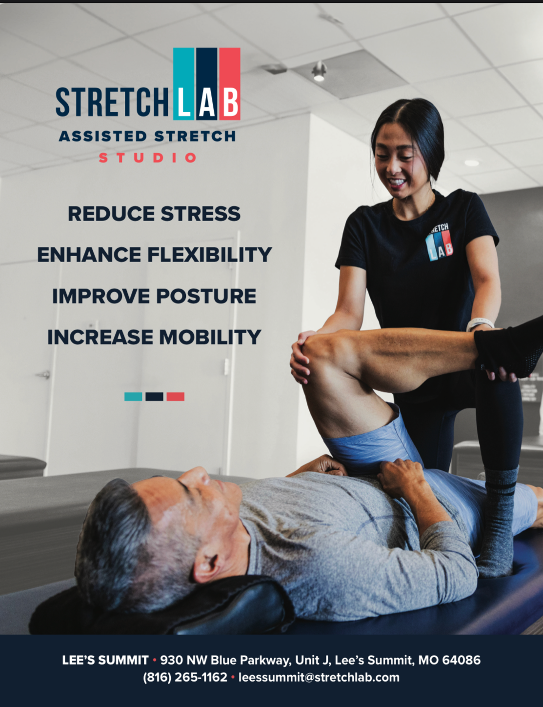 No two bodies are the same, so StretchLab knows no two sessions can look the same. One-on-one customized stretch sessions start with identifying tightness and imbalances, and end in improving mobility and flexibility.