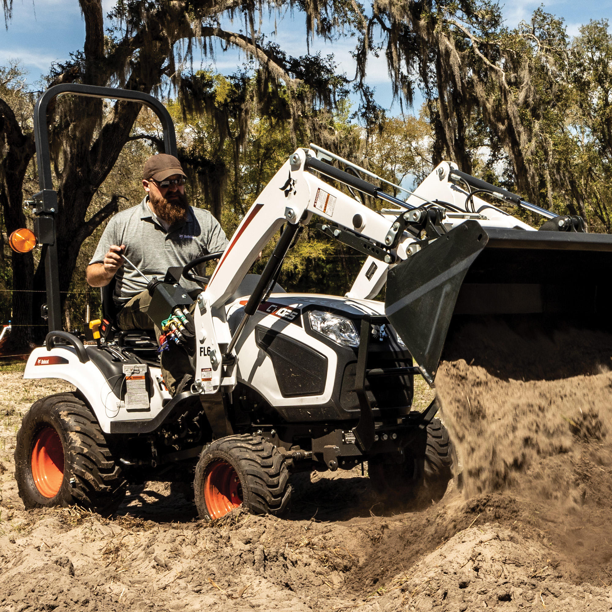A Bobcat CT1025 sub-compact tractor with front-end loader