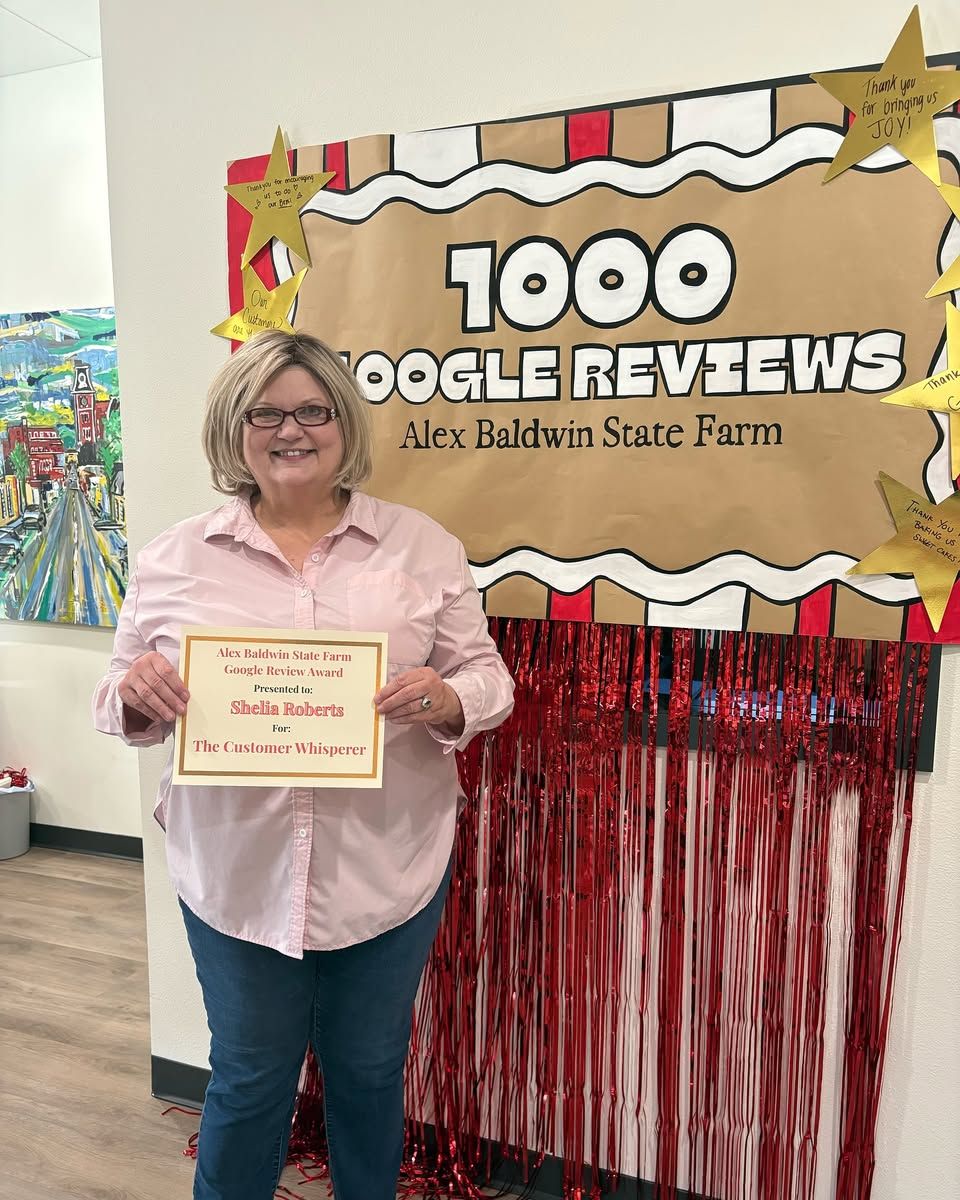 1,000 reviews and counting. We loved celebrating this milestone at Alex Baldwin State Farm. Each review reflects a real experience and the people we are proud to work with every day. Thank you for your feedback and continued support.