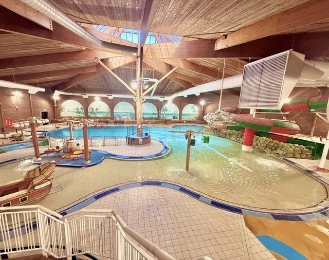 Family fun in the splash zone and swimming pool area