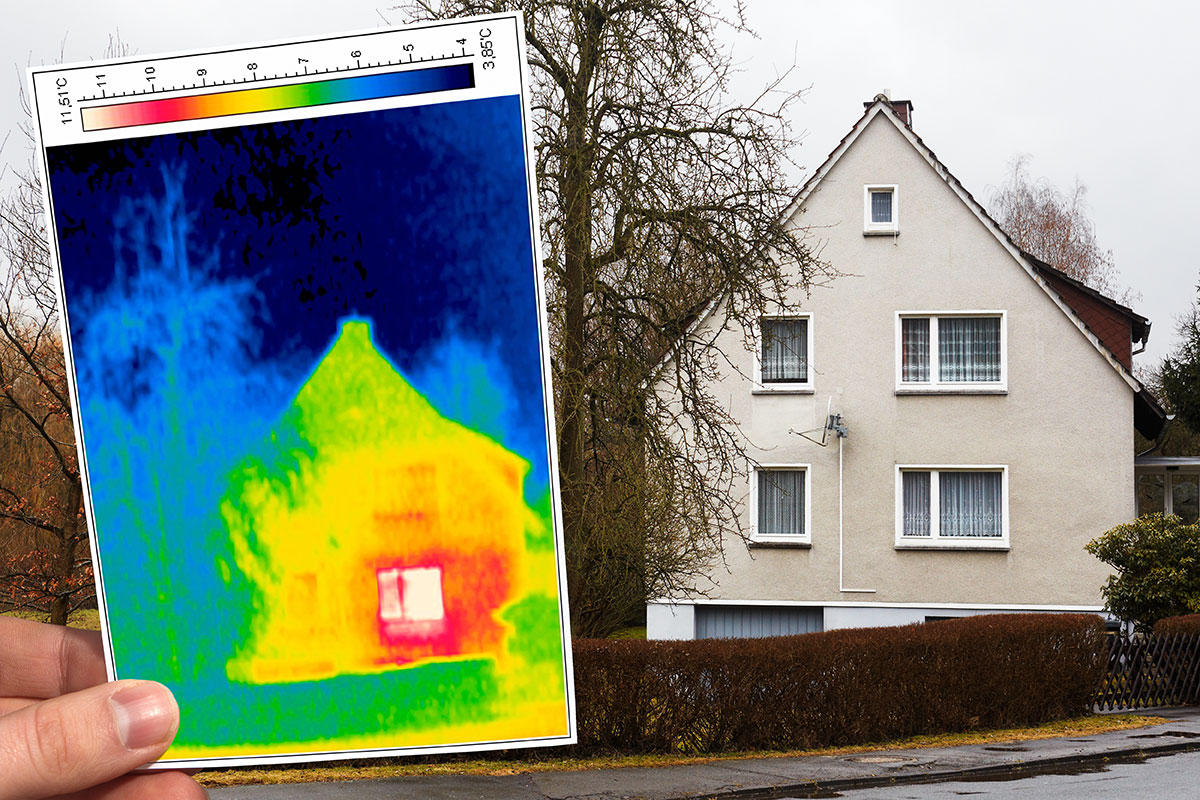 Mit einer Wärmebildkamera untersucht Kastrati Ludwigsburg das Haus genau um Schwachstellen festzustellen, bevor eine Wärmedämmung vorgenommen wird.