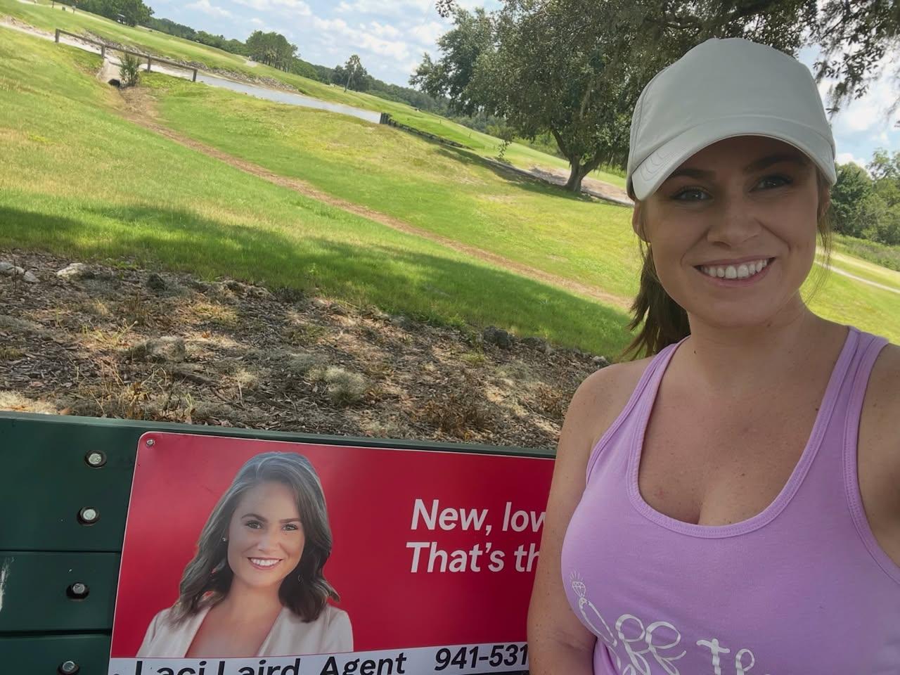 When your insurance agent is local, you might spot her right next to her sign! Yes, that is my sign, and yes, that is the real agent sitting beside it.