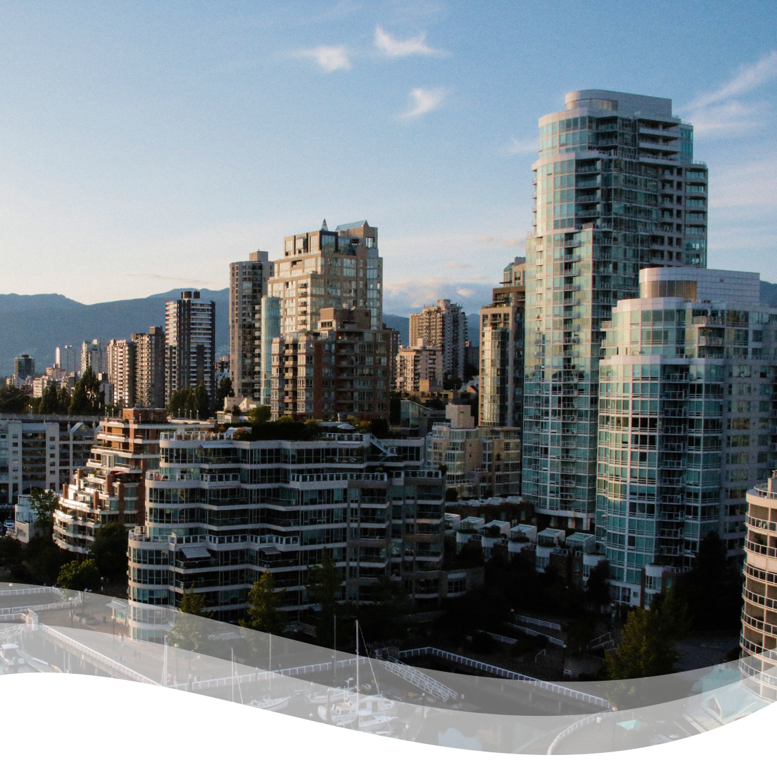 Aerial view of buildings in Vancouver.