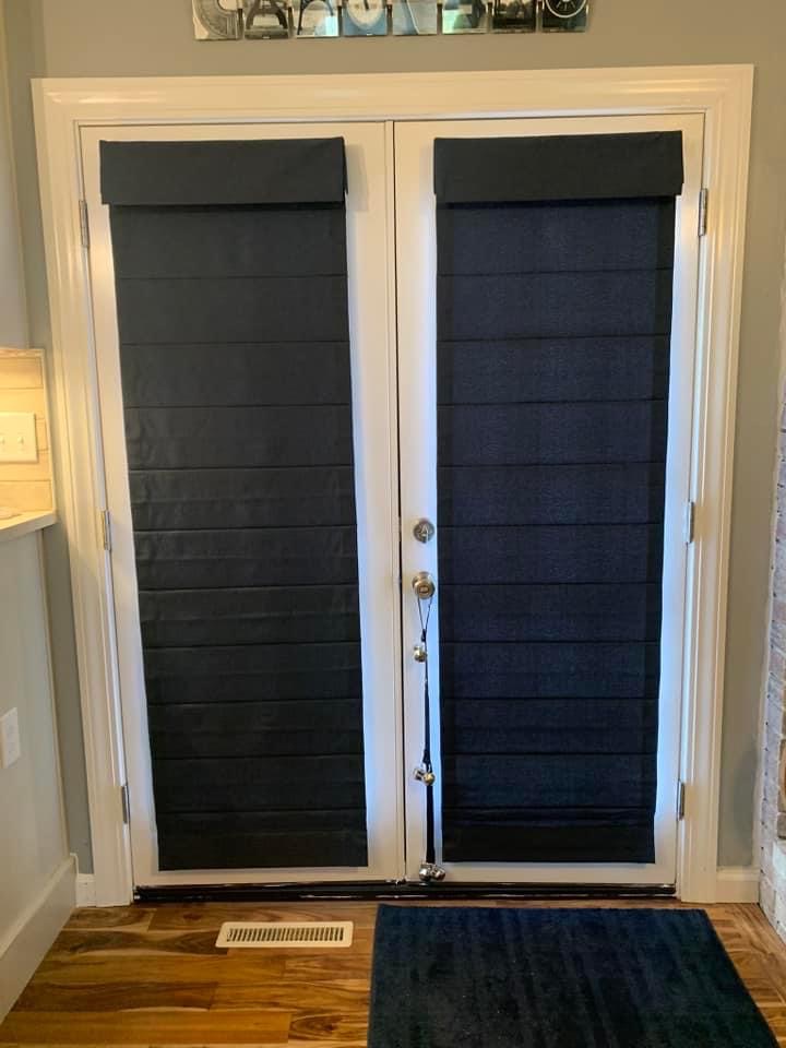 Roman shades are a unique way to add privacy to your home's french doors.