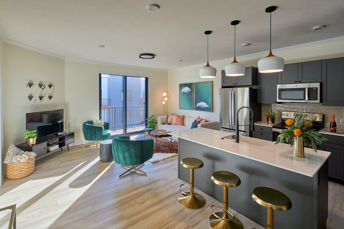 Living room and kitchen area