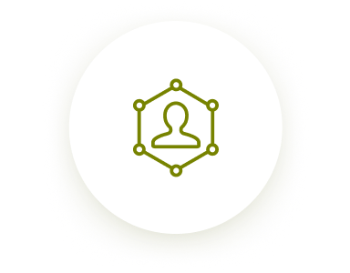 Silhouette with interconnected lines icon.