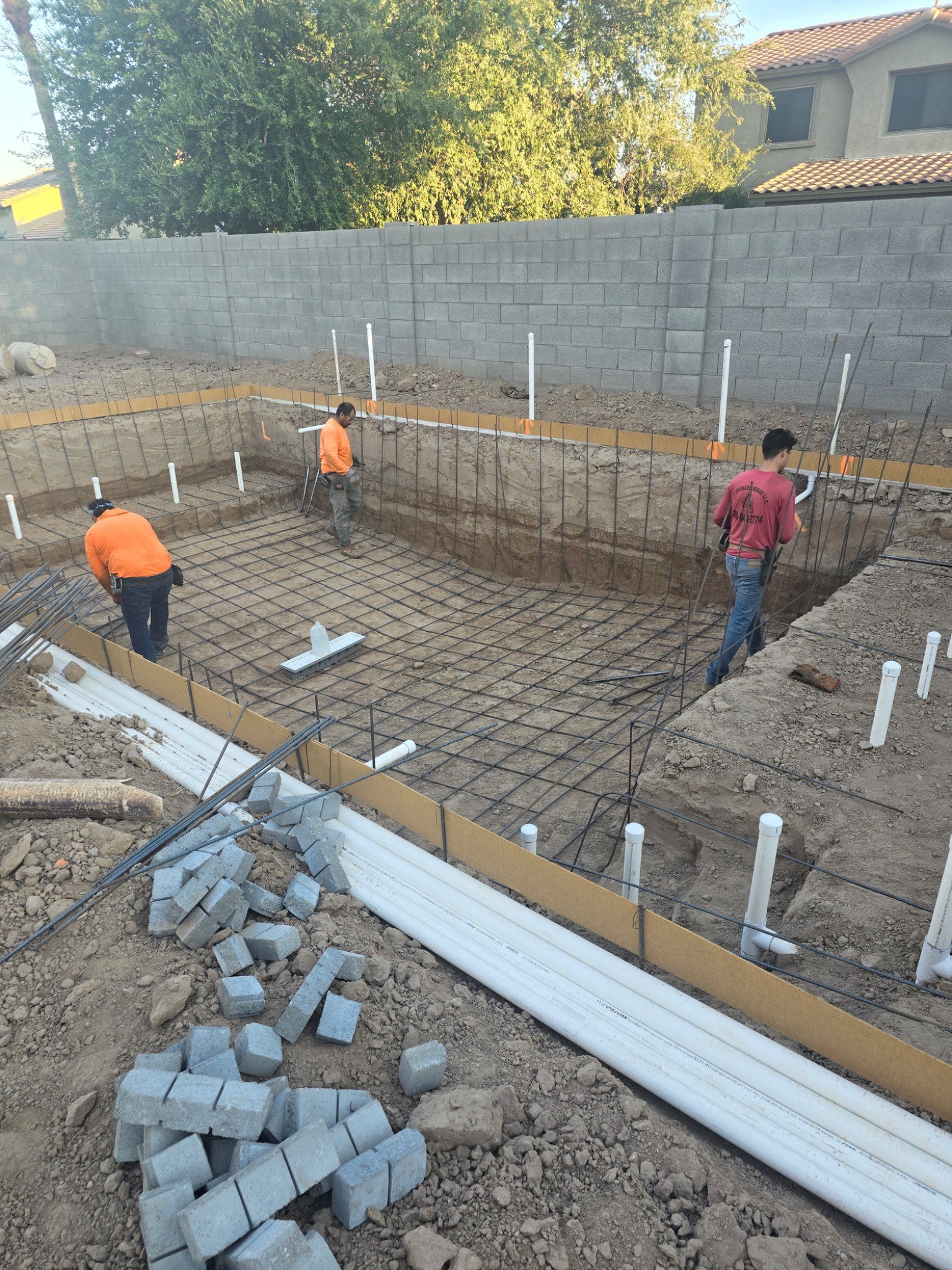 A look behind the finished product during new swimming pool construction. Aqua Squad Pools & Landsca 