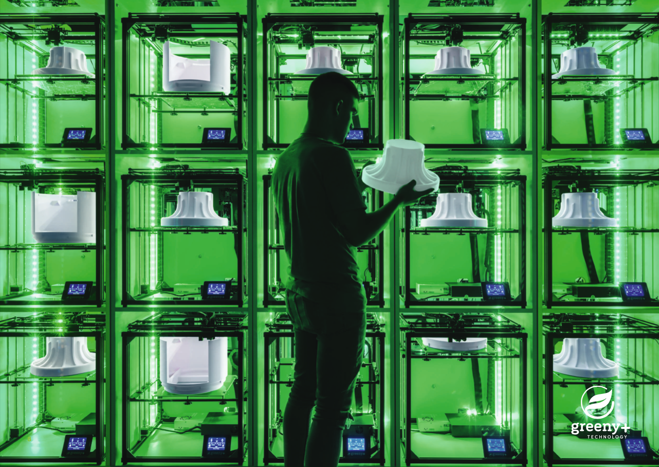 Die Manufkaturen von Greeny+ haben unterschiedlich viele 3D-Drucker. Wir produzieren vor Ort in Müllrose, Brandenburg mit 3D Druckern die beliebten und innovativen Produkte der Serie greenyGARDEN. Grün beleuchtet stehen die Drucker für das was sie Dir am Ende bringen: grünes, gesundes Gemüse und Obst direkt auf deinen Teller. Wir drucken Deine Zukunft!