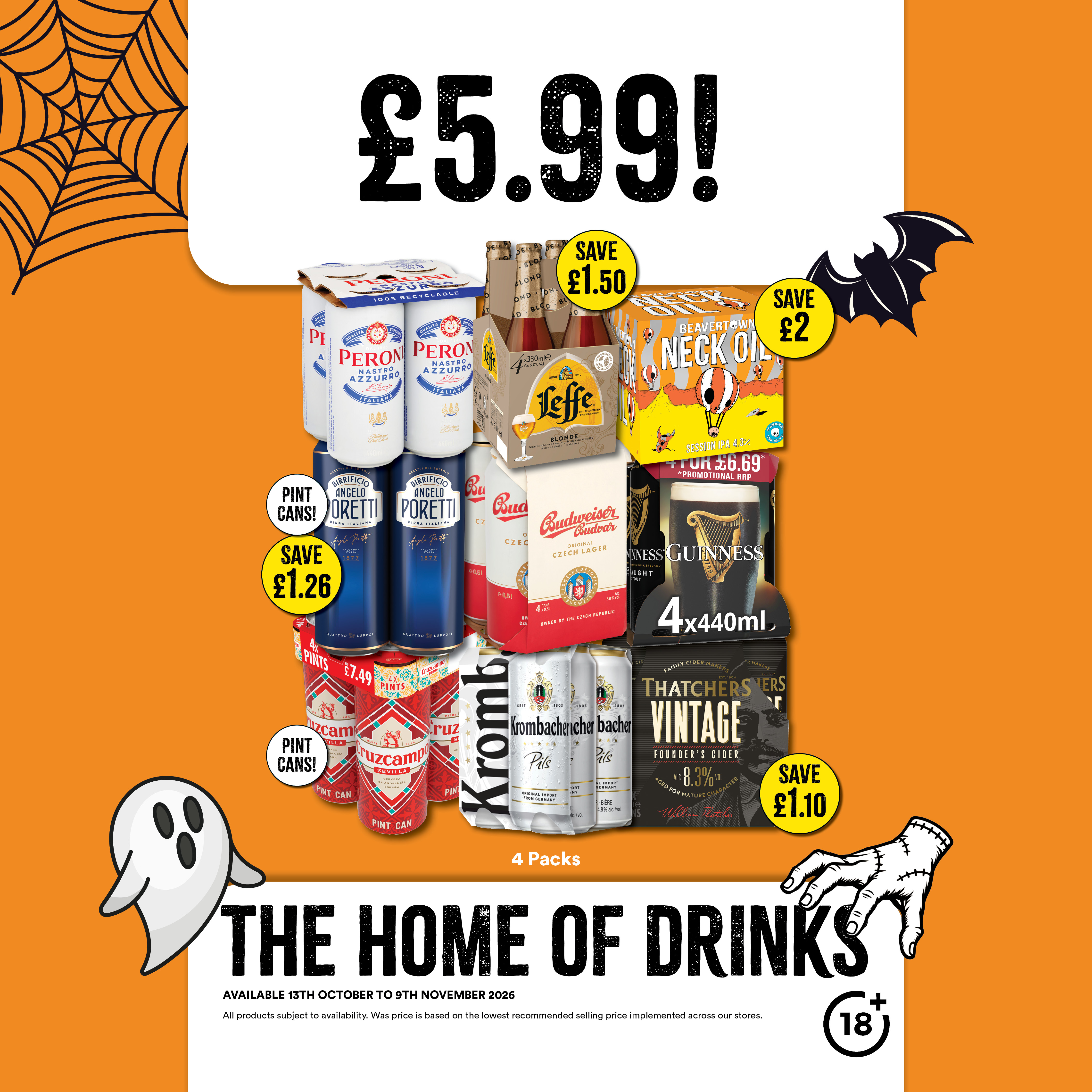 &pound;5.99 each on selected small beer packs
