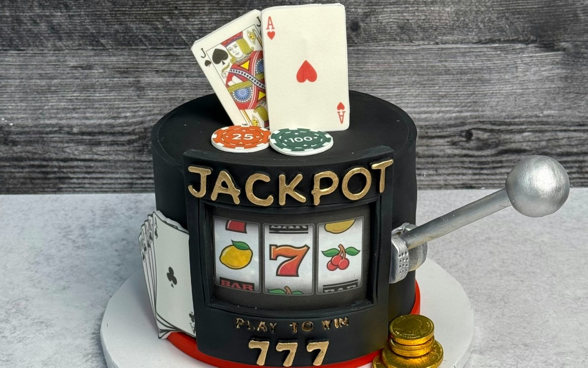 Custom casino-themed birthday cake. 