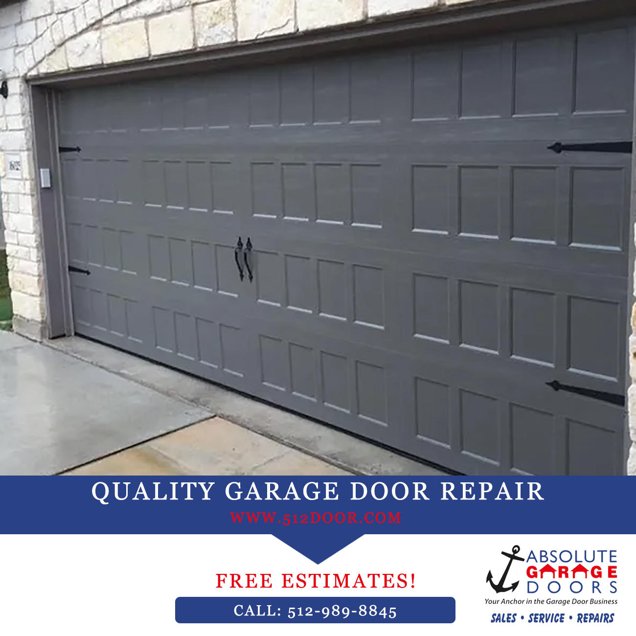 Georgetown TX  garage door repair by Absolute Garage Doors.