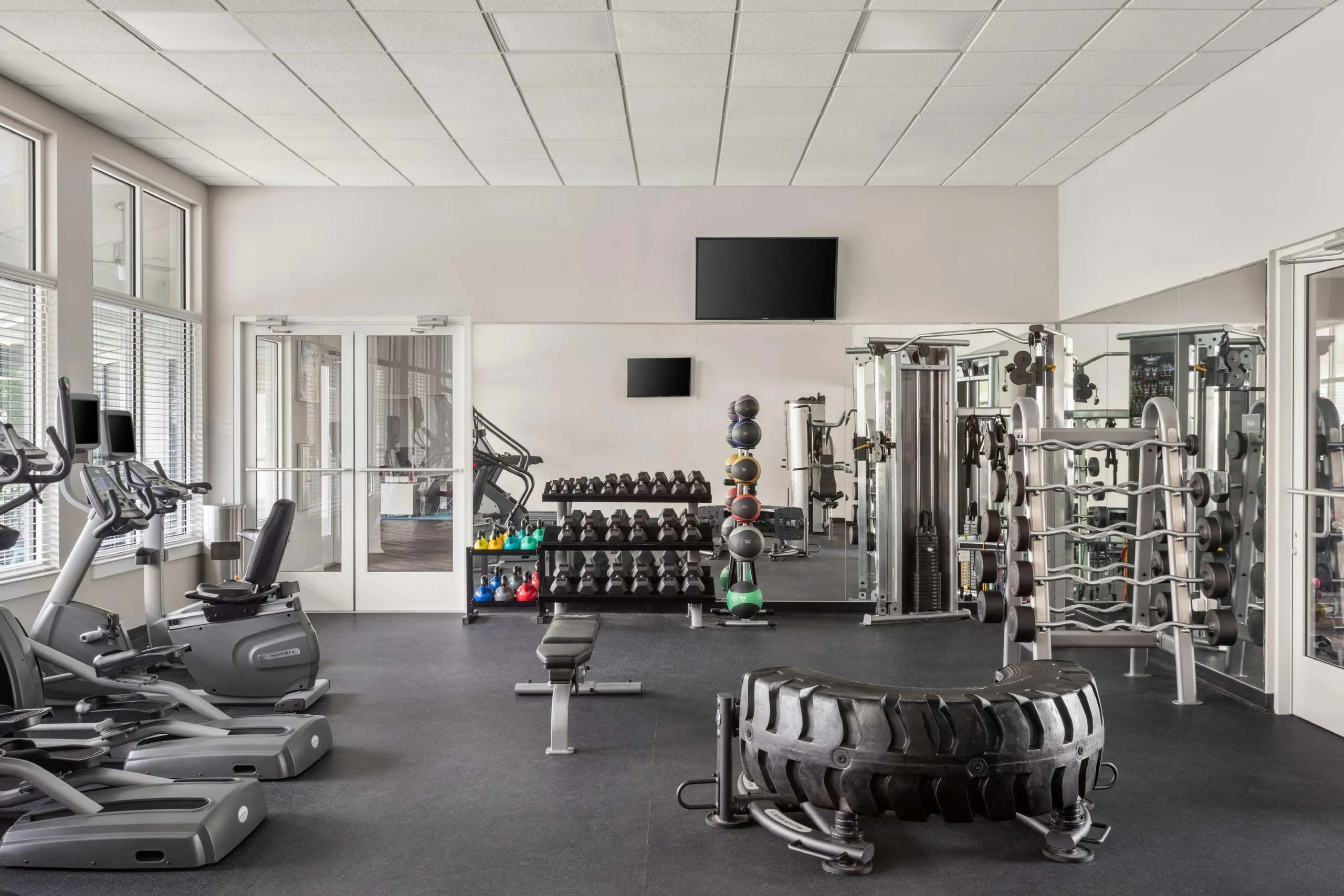 Fitness center with cardio and weight equipment