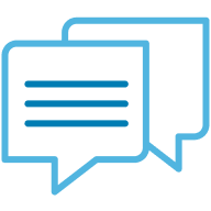 Overlapping speech bubbles icon.