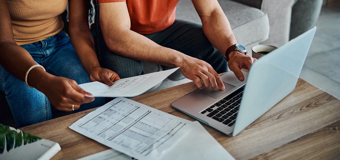 Clients looking over their financial statements.