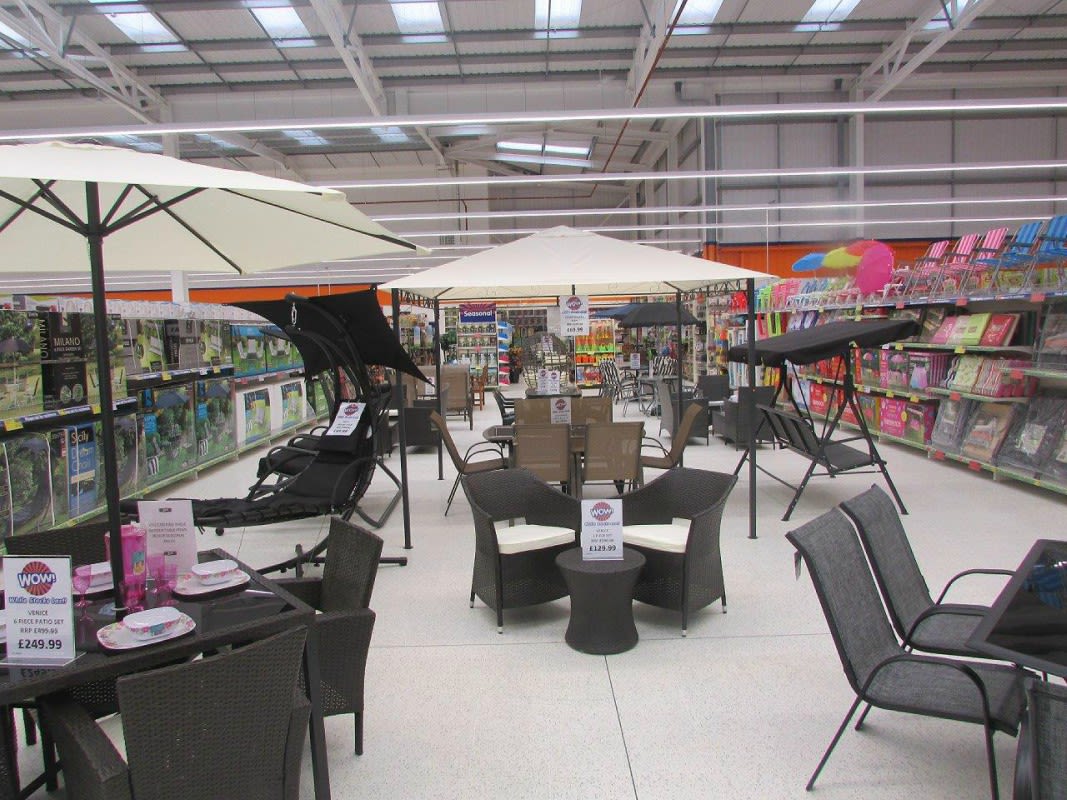 A look inside B&M Slough, on Montrose Avenue. Garden and outdoor furniture range.