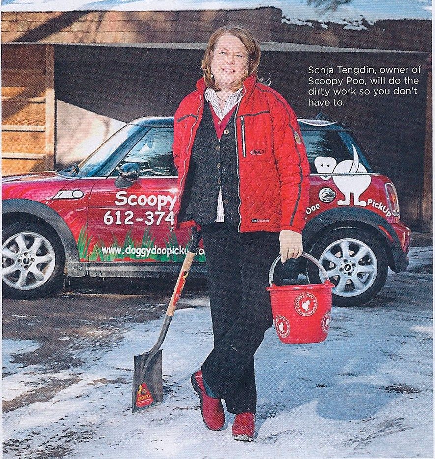 ScoopyPoo owner stands beside branded service vehicle holding cleanup bucket and shovel, representing experienced professional dog waste removal services with reliable equipment, neighborhood convenience, and trusted local customer care.