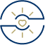 Shining heart surrounded by circle icon.