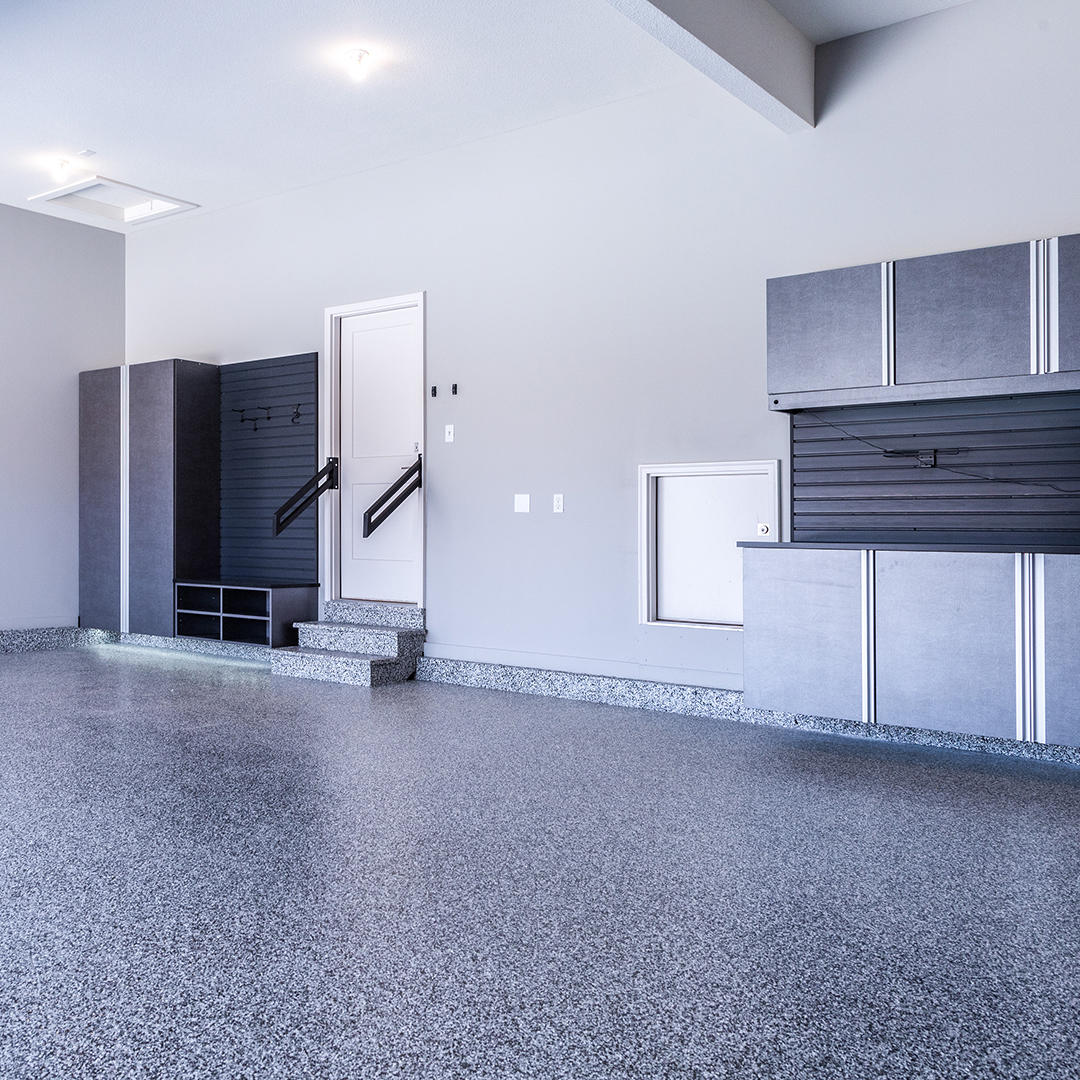 Say hello to an epic garage upgrade with high-quality epoxy flooring. Our low-VOC floor coatings produce a rugged, long-lasting, and seamless surface with resistance to abrasion, chemicals, impact, mechanical wear, and UV exposure. Our epoxy floor options are as gorgeous as they are durable and inst