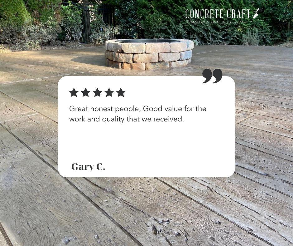 Another positive review for Concrete Craft of Sandy to start off another great week!