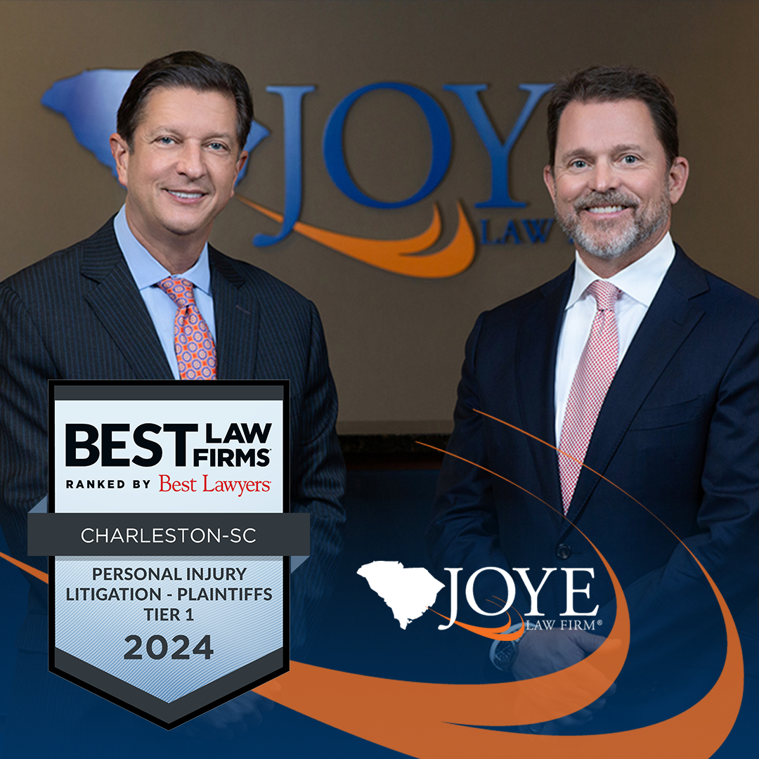 Joye Law Firm attorneys Ken Harrell and Mark Joye with Best Law Firms rating badge by Best Lawyers for Charleston, SC Personal Injury Litigation - Plaintiffs Tier 1