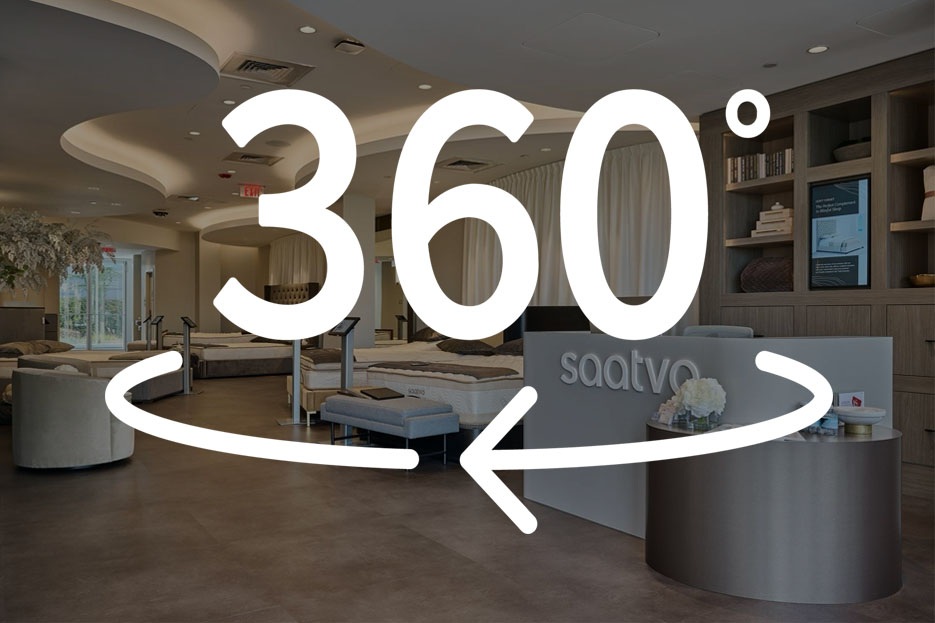 Interactive 3D virtual tour of the Saatva Viewing Room in Oak Brook, Illinois.